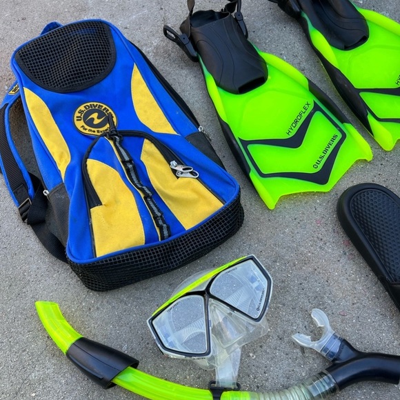 US DIVERS HYDROFLEX SNORKEL MASK FINS GEARBAG SNORKELING MOUTHPIECE MESH BAG MEN - Picture 3 of 8